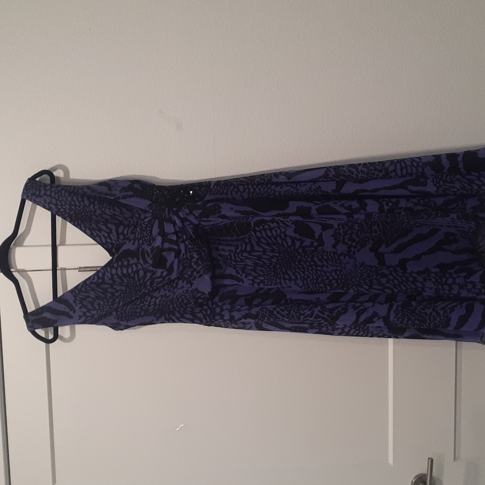 Bella Blue Deep V Neck Side Embellishment